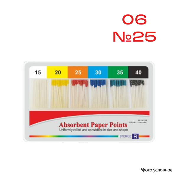 Штифты бумажные абсорбирующие / Absorbent Paper Points Taper Конусность 06 Размер 25 60 шт/уп купить